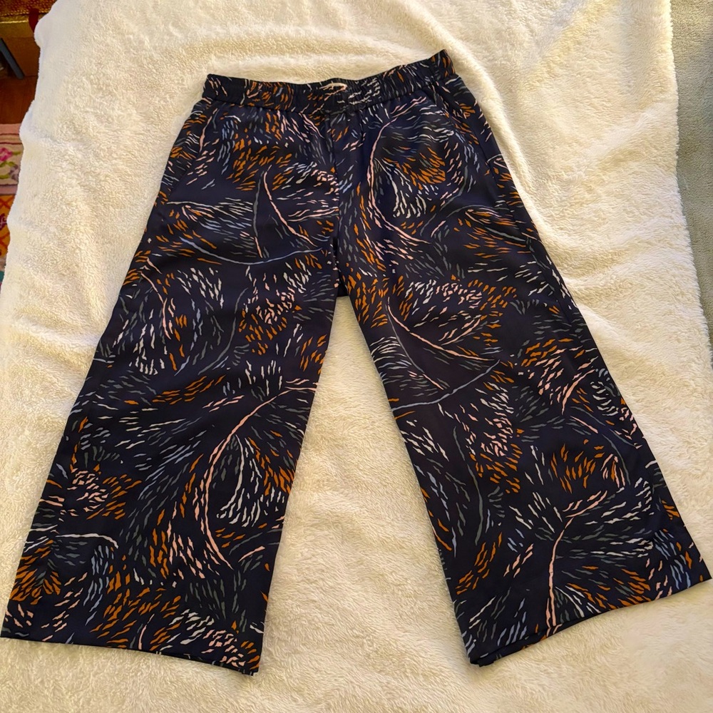 Navy Abstract Patterned Pants - image 1